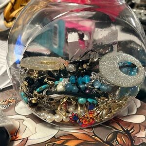 Colorful Jewelry Assortment in a Jewelry Jar including Sarah Coventry, 2lbs